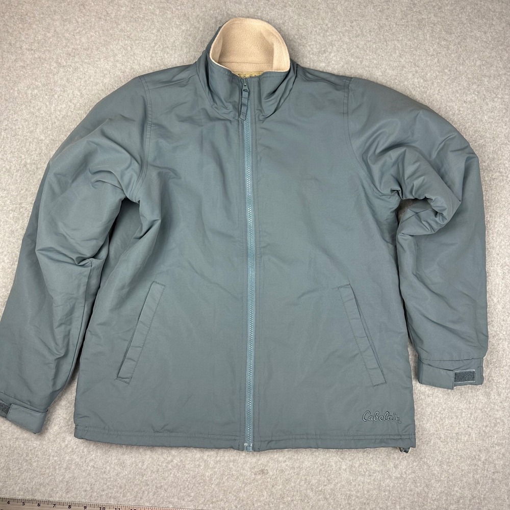 Cabelas‎ Womens Fleece Lined Full Zip Jacket Slate Blue Gray Medium Outdoor Coat